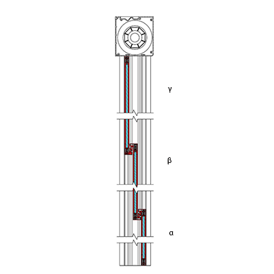A: FIXED PANE Β: MIDDLE RETRACTABLE PANE C: EXTREME RETRACTABLE PANE, BELT ASSISTED
